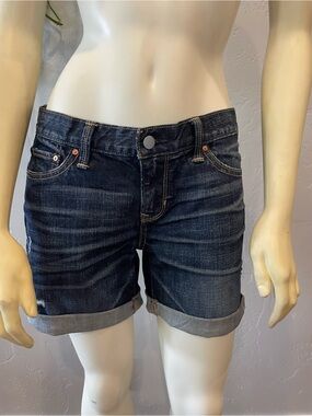 New gap boyfriend fit Dark Indigo Denim Roll-Cuff Women's Shorts 25